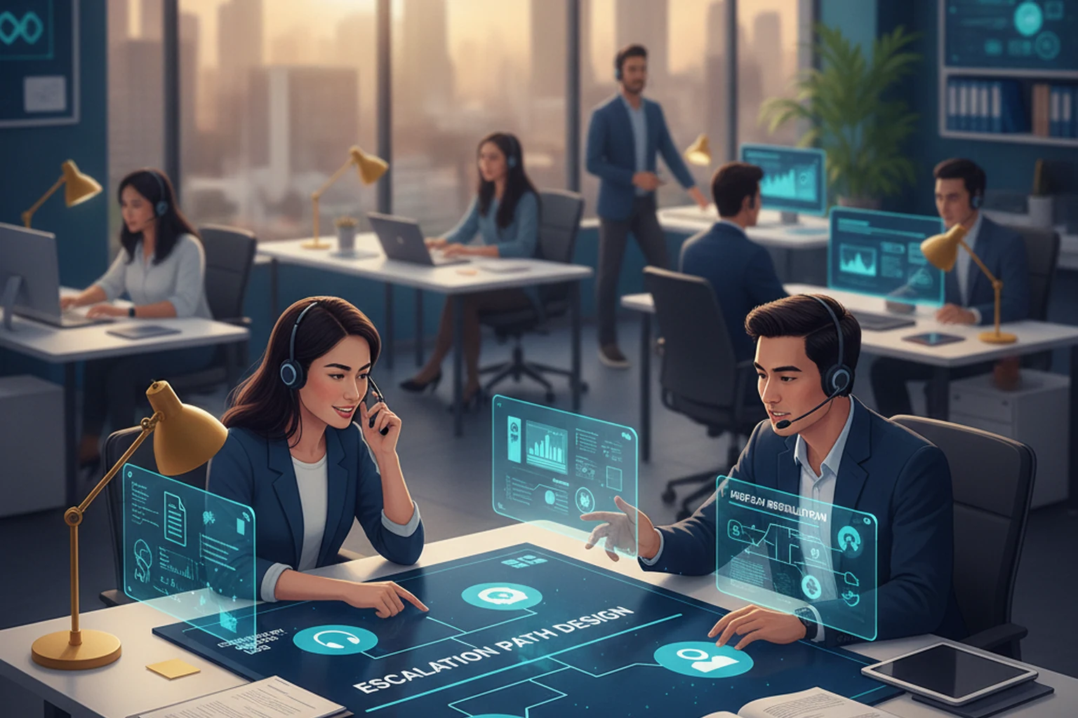 Outsourced Call Center Operations: Escalation Path Design editorial illustration